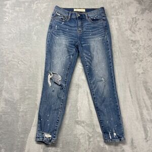 Gap 1969 Jeans Women 25 (28x25) Blue Denim Best Girlfriend Distressed Skinny Leg